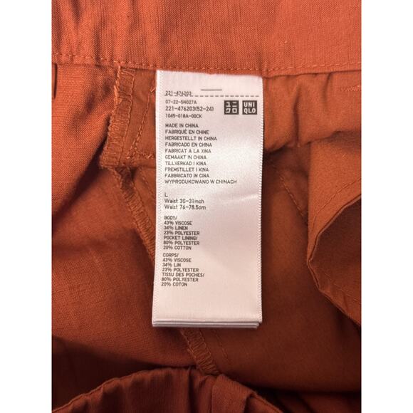 Uniqlo x Comptoir Des Cotonniers Pants Large Womens Orange Linen Lantern Trouser - Picture 7 of 7